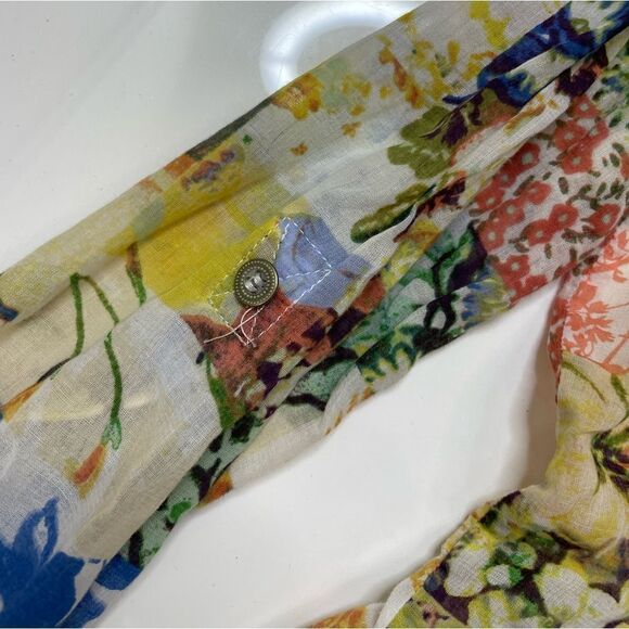 Maeve Anthropologie Abella Floral Patchwork Pin Tuck Cotton Blouse Women Size 2 - Picture 2 of 7